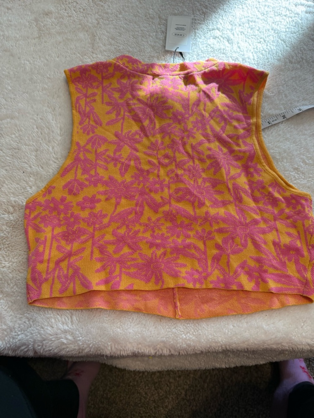 Cider Pink & Yellow Floral Knit Cropped Tank - Picture 5 of 5
